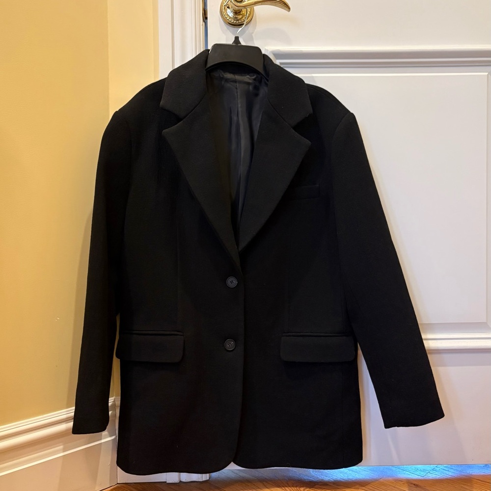 OUIE Seoul Classic Black Oversized Women's Blazer Coat one size